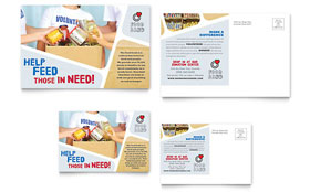 Food Bank Volunteer Postcard Template - Word, Publisher, InDesign, Illustrator, Pages, QuarkXPress, CorelDraw