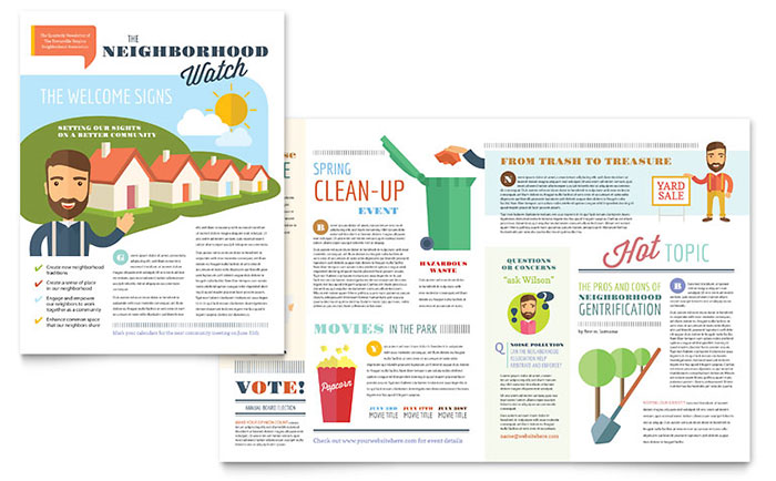 Homeowners Association Newsletter Template - Word, Publisher, InDesign, Illustrator, Pages, QuarkXPress, CorelDraw