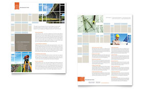 Civil Engineers Datasheet Template - Word, Publisher, InDesign, Illustrator, Pages, QuarkXPress, CorelDraw