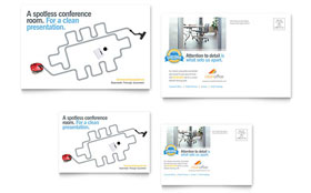 Janitorial & Office Cleaning Postcard Template - Word, Publisher, InDesign, Illustrator, Pages, QuarkXPress, CorelDraw