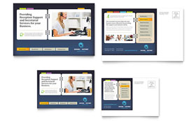 Secretarial Services Postcard Template - Word, Publisher, InDesign, Illustrator, Pages, QuarkXPress, CorelDraw