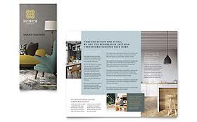 Interior Design Trifold Brochure Template - Word, Publisher, InDesign, Illustrator, Pages, QuarkXPress, CorelDraw