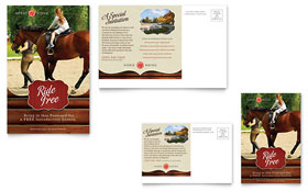 Horse Riding Stables & Camp Postcard Template - Word, Publisher, InDesign, Illustrator, Pages, QuarkXPress, CorelDraw