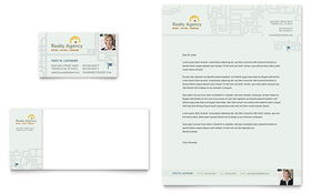 Real Estate Agent & Realtor Business Card & Letterhead Template - Word, Publisher, InDesign, Illustrator, Pages, QuarkXPress, CorelDraw