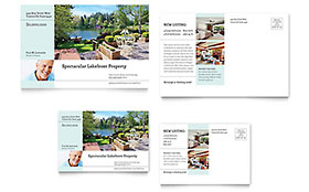 Lakefront Property Postcard Template - Word, Publisher, InDesign, Illustrator, Pages, QuarkXPress, CorelDraw