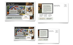 Suburban Real Estate Postcard Template - Word, Publisher, InDesign, Illustrator, Pages, QuarkXPress, CorelDraw