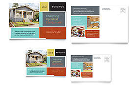 Craftsman Home Postcard Template - Word, Publisher, InDesign, Illustrator, Pages, QuarkXPress, CorelDraw