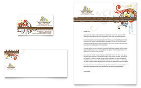 Church Youth Group Business Card & Letterhead Template - Word, Publisher, InDesign, Illustrator, Pages, QuarkXPress, CorelDraw