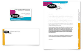 Church Outreach Ministries Business Card & Letterhead Template - Word, Publisher, InDesign, Illustrator, Pages, QuarkXPress, CorelDraw