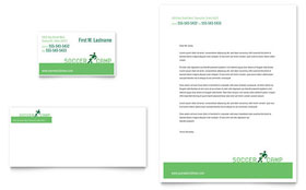 Soccer Sports Camp Business Card & Letterhead Template - Word, Publisher, InDesign, Illustrator, Pages, QuarkXPress, CorelDraw