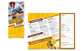 Football Sports Camp Trifold Brochure Template - Word, Publisher, InDesign, Illustrator, Pages, QuarkXPress, CorelDraw