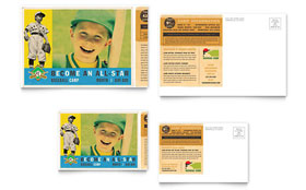 Baseball Sports Camp Postcard Template - Word, Publisher, InDesign, Illustrator, Pages, QuarkXPress, CorelDraw