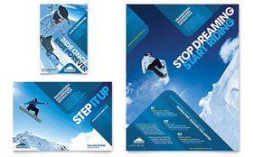 Ski & Snowboard Instructor Flyer & Ad Template - Word, Publisher, InDesign, Illustrator, Pages, QuarkXPress, CorelDraw