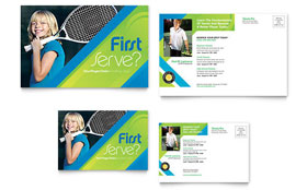 Tennis Club & Camp Postcard Template - Word, Publisher, InDesign, Illustrator, Pages, QuarkXPress, CorelDraw