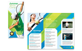 Tennis Club & Camp Trifold Brochure Template - Word, Publisher, InDesign, Illustrator, Pages, QuarkXPress, CorelDraw