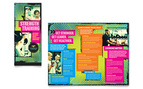 Strength Training Trifold Brochure Template - Word, Publisher, InDesign, Illustrator, Pages, QuarkXPress, CorelDraw