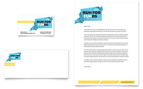 Charity Run Business Card & Letterhead Template - Word, Publisher, InDesign, Illustrator, Pages, QuarkXPress, CorelDraw
