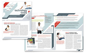 Computer Solutions Newsletter Template - Word, Publisher, InDesign, Illustrator, Pages, QuarkXPress, CorelDraw