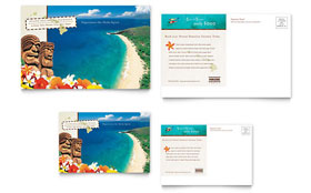 Hawaii Travel Vacation Postcard Template - Word, Publisher, InDesign, Illustrator, Pages, QuarkXPress, CorelDraw