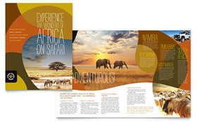 African Safari Brochure Template - Word, Publisher, InDesign, Illustrator, Pages, QuarkXPress, CorelDraw