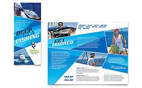 Fishing Charter & Guide Trifold Brochure Template - Word, Publisher, InDesign, Illustrator, Pages, QuarkXPress, CorelDraw