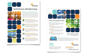 Solar Energy Datasheet Template - Word, Publisher, InDesign, Illustrator, Pages, QuarkXPress, CorelDraw