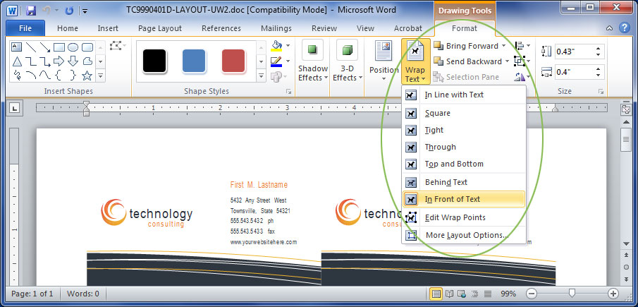 Wrap Text Picture Microsoft Word Screen