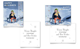 Child Sledding Greeting Card Template - Word, Publisher, InDesign, Illustrator, Pages, QuarkXPress, CorelDraw