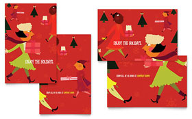 Holiday Shoppers Greeting Card Template - Word, Publisher, InDesign, Illustrator, Pages, QuarkXPress, CorelDraw