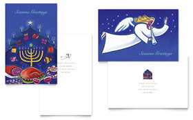 Holiday Seasons Menorah Greeting Card Template - Word, Publisher, InDesign, Illustrator, Pages, QuarkXPress, CorelDraw