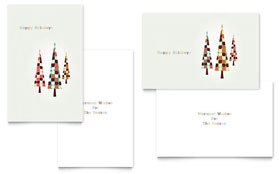 Modern Holiday Trees Greeting Card Template - Word, Publisher, InDesign, Illustrator, Pages, QuarkXPress, CorelDraw
