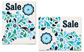 Winter Color Floral Sale Poster Template - Word, Publisher, InDesign, Illustrator, Pages, QuarkXPress, CorelDraw