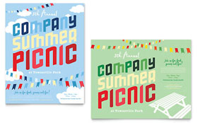 Company Summer Picnic Poster Template - Word, Publisher, InDesign, Illustrator, Pages, QuarkXPress, CorelDraw