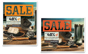Fishing Gear Sale Poster Template - Word, Publisher, InDesign, Illustrator, Pages, QuarkXPress, CorelDraw