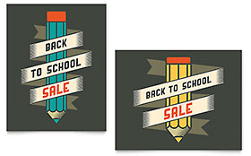 Back to School Supplies Sale Poster Template - Word, Publisher, InDesign, Illustrator, Pages, QuarkXPress, CorelDraw